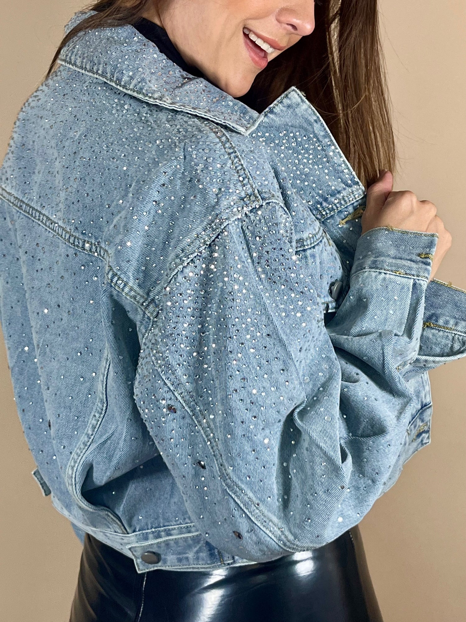 CHAMARRA DENIM GLITTER RAIN