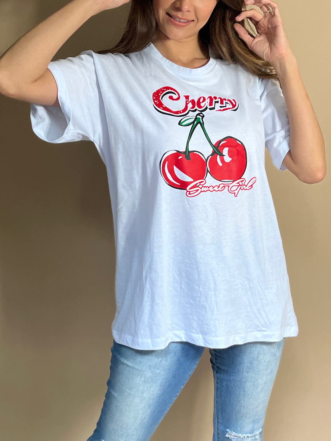 T-SHIRT OVERSIZE CHERRY SWEET GIRL