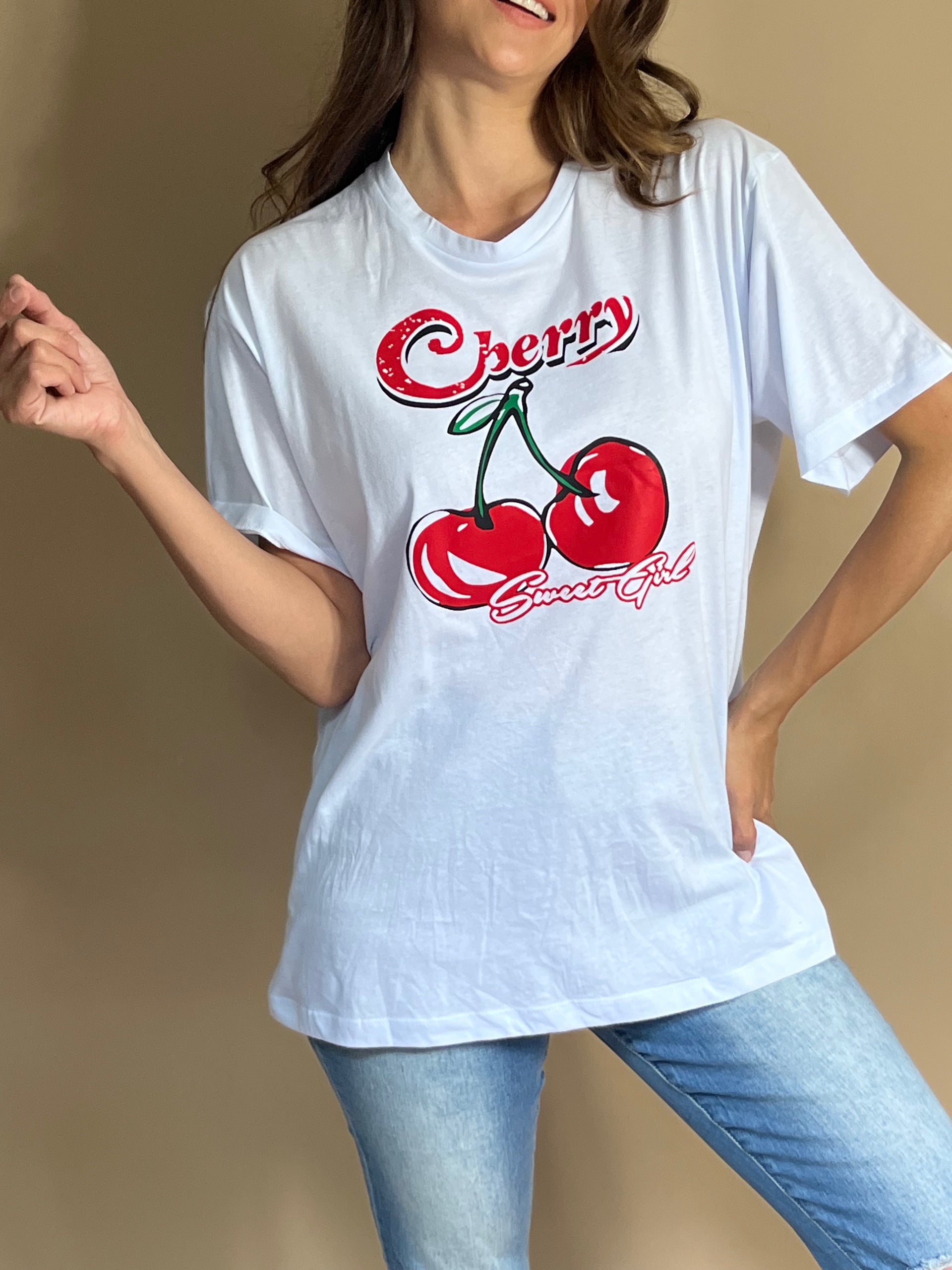 T-SHIRT OVERSIZE CHERRY SWEET GIRL