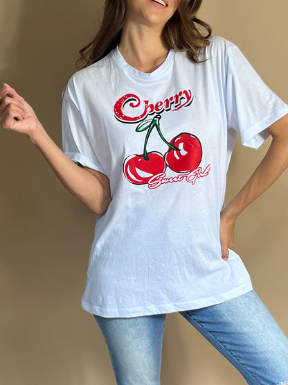 T-SHIRT OVERSIZE CHERRY SWEET GIRL