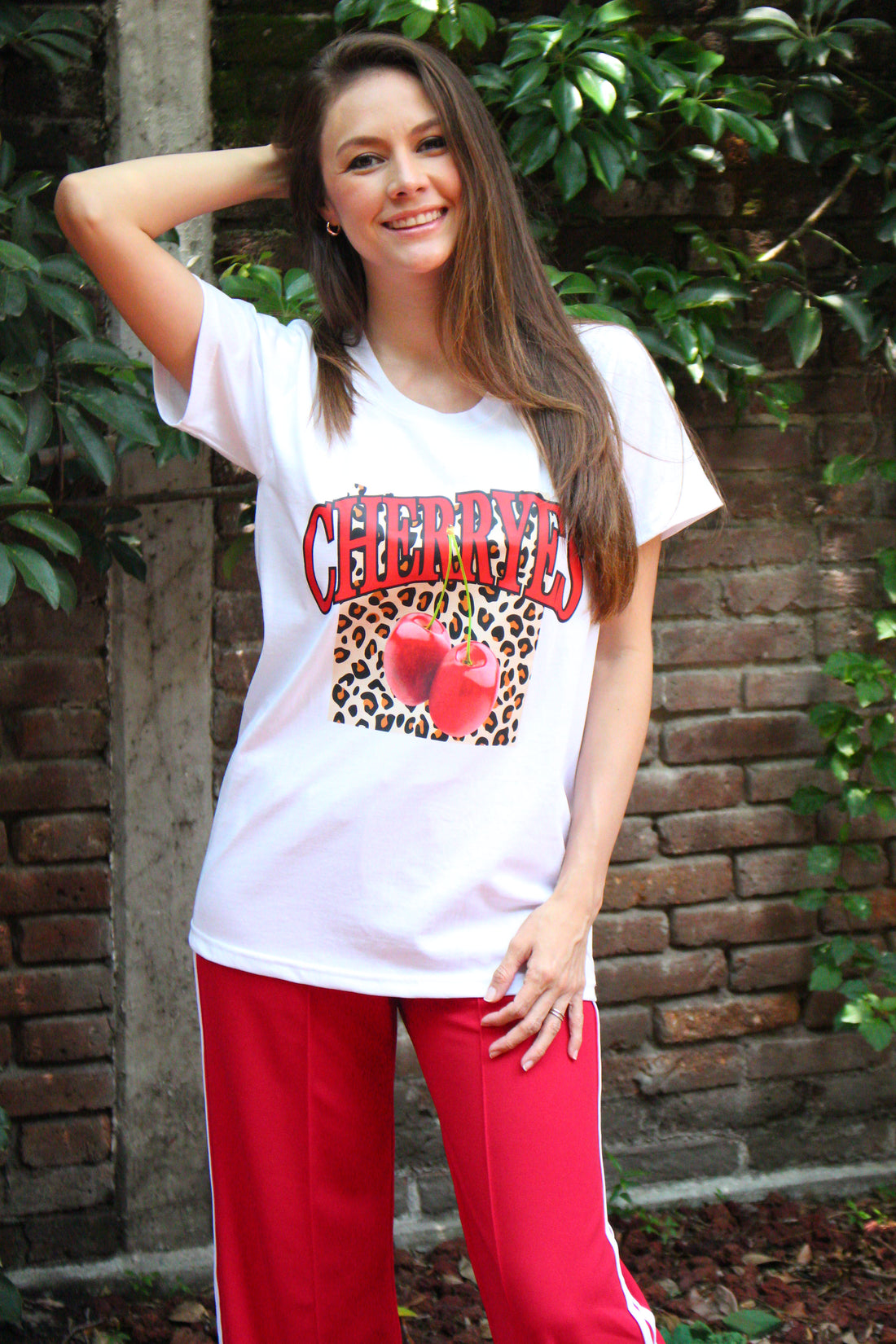 T-SHIRT REGULAR CHERRIES AND PRINT