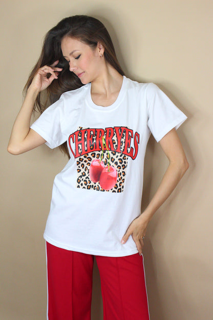 T-SHIRT REGULAR CHERRIES AND PRINT