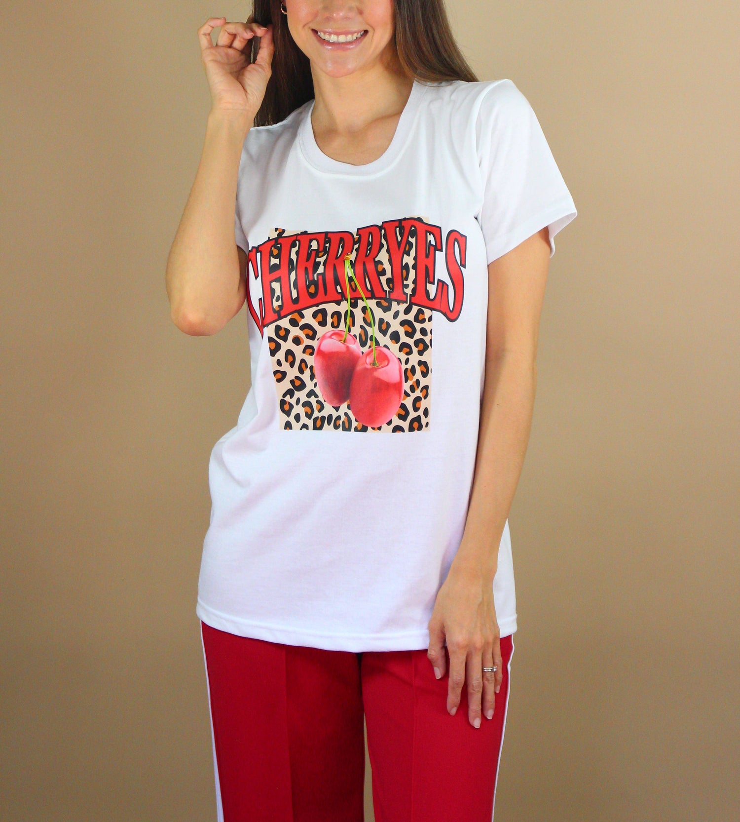 T-SHIRT REGULAR CHERRIES AND PRINT