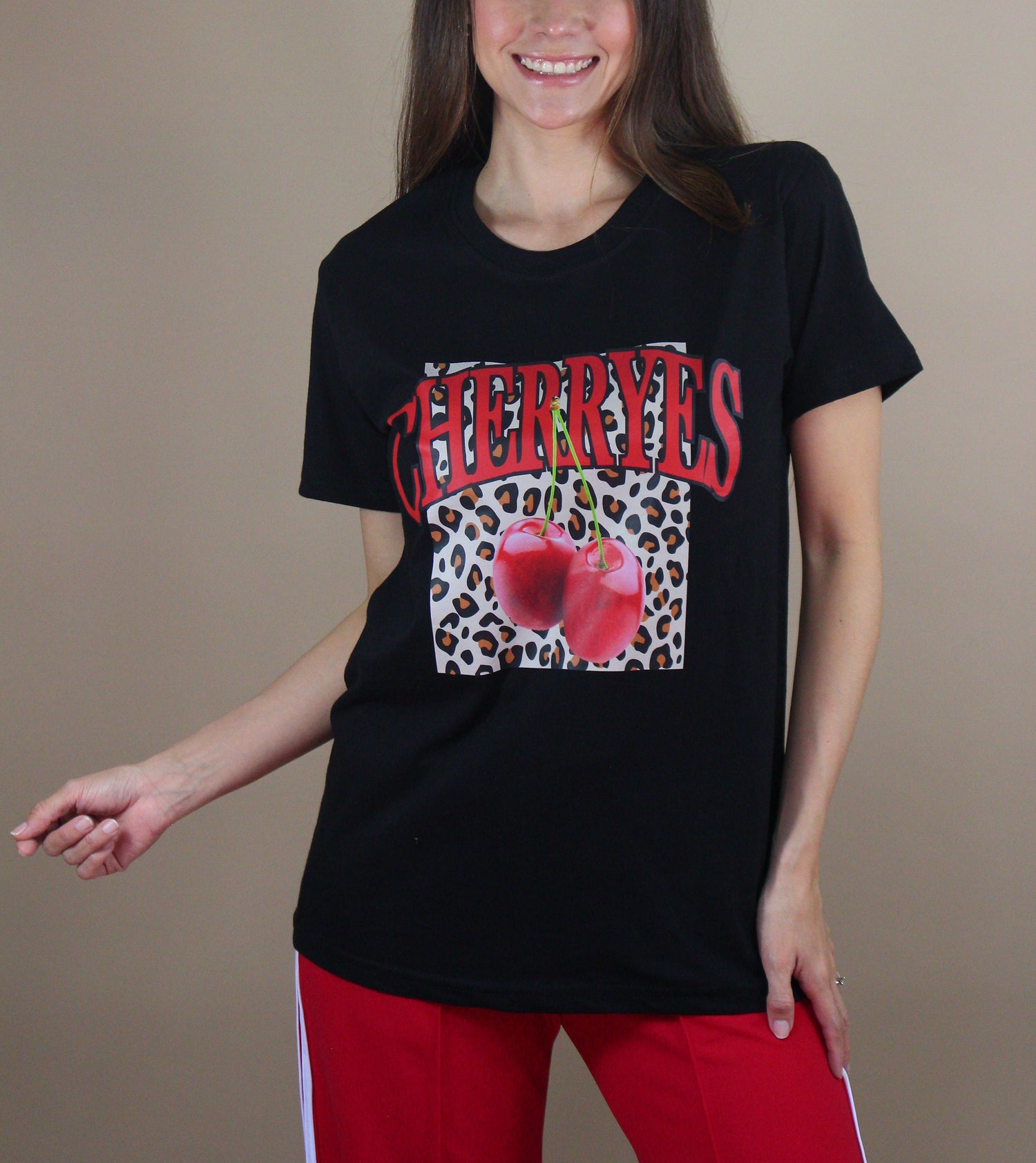 T-SHIRT REGULAR CHERRIES AND PRINT